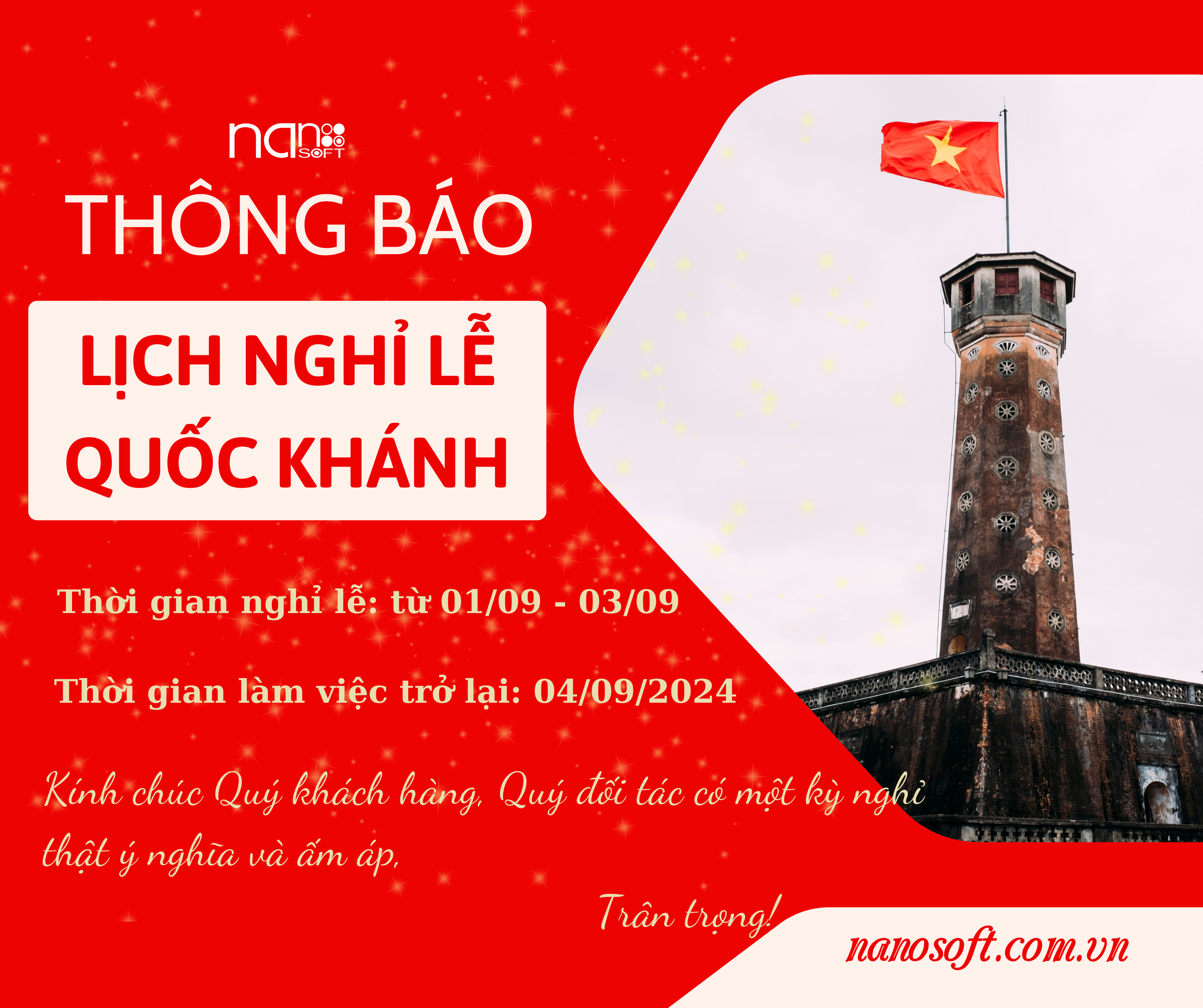 Lịch nghỉ lễ Quốc khánh 02/09/2024